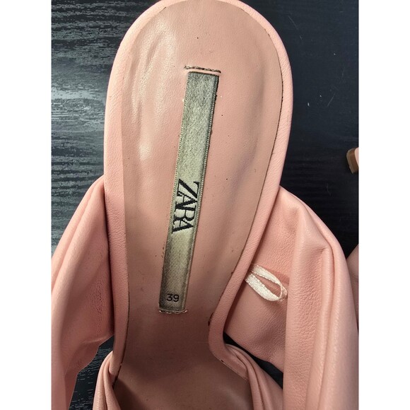 Zara pink ruched leather strapped heels women's size 39 - Picture 10 of 11